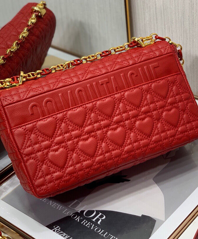 Christian Dior Medium Dior Caro Bag Red